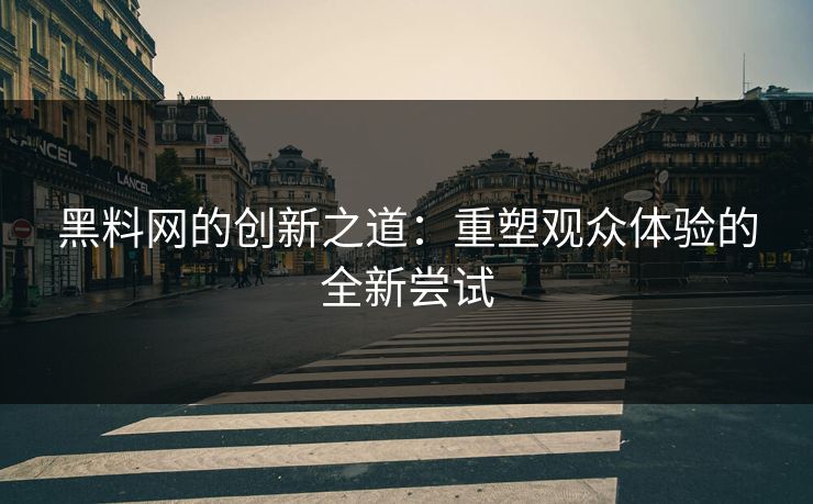 黑料网的创新之道：重塑观众体验的全新尝试
